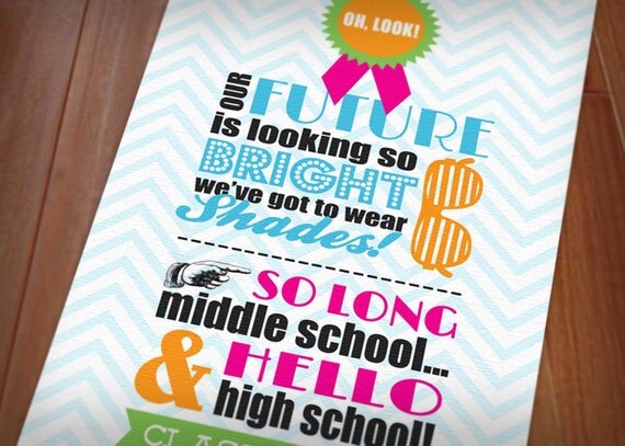 80s bright shades graduation party printable invitation