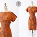 1960s dress medium large / 60s paisley orange dress : Fiesta