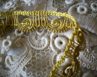 Metallic antique gold trim, old store stock yardage