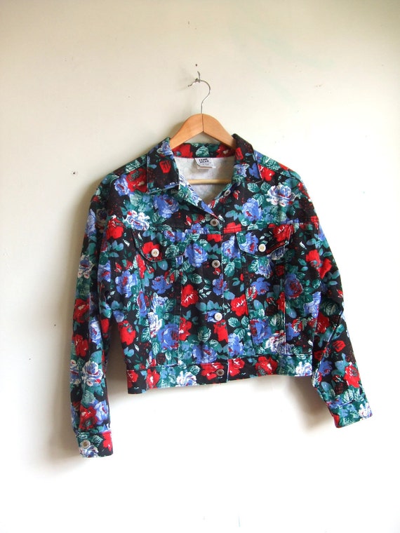 vintage 1980's denim jacket with floral print