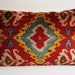Sukan / SALE - Soft Hand Woven - Silk Velvet Ikat Pillow Cover - Mustard, Beige, Turquoise, Green, Blue, Red Color