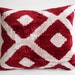 Sukan / SALE - Soft Hand Woven - Silk Velvet Ikat Pillow Cover - 16x14 inch - Beige, Dirty White, Dark Red, Burgundy, Maroon Color