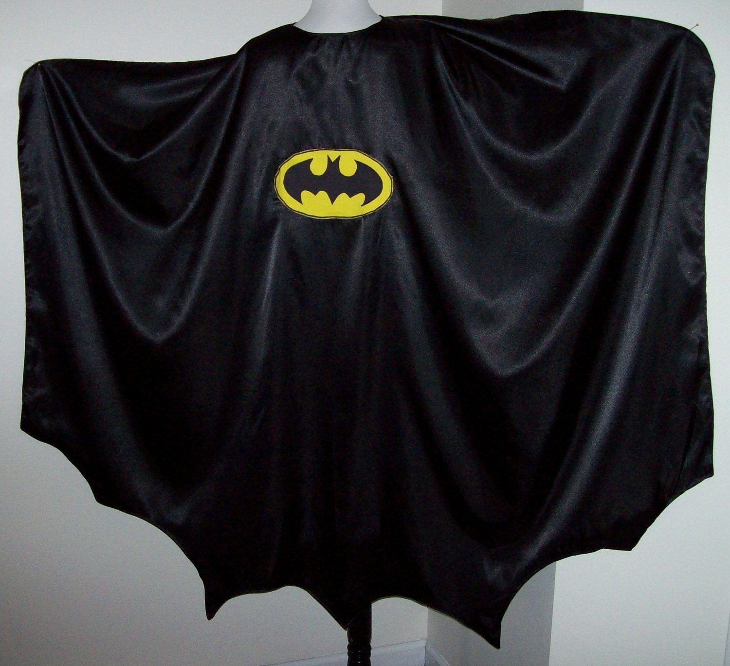Adult Size Black Satin Batman / Vampire Cape by SewCalledLife