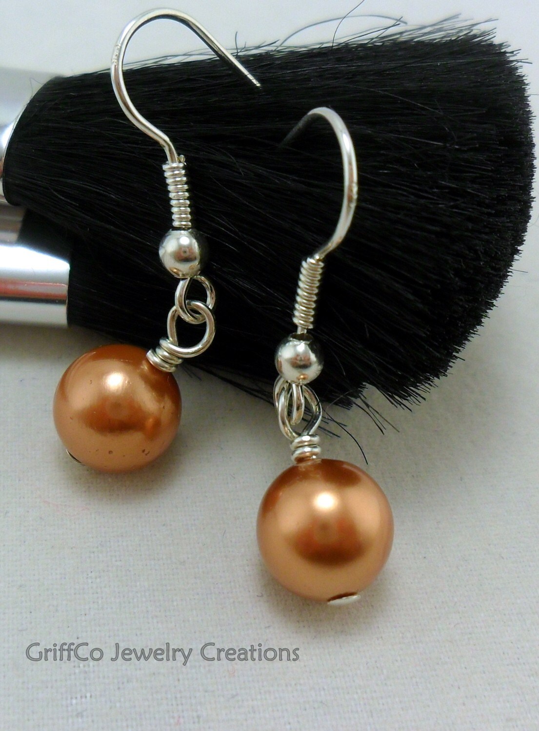 Copper Colored Pearl Earrings by GriffCoJewelry on Etsy