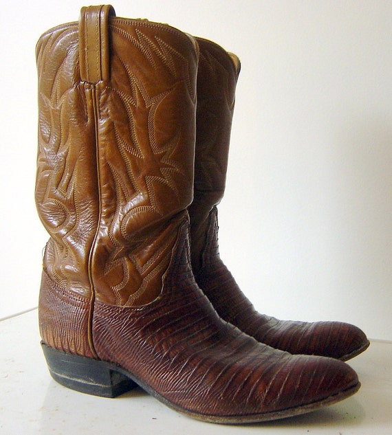 Tony Lama custom vintage Lizard Cowboy Boots size by HamiltonHobo
