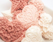 Heart Soaps - Vanilla Decorative Soap Vegan Soap Baby Shower Hostess Gift Set Floral Soap