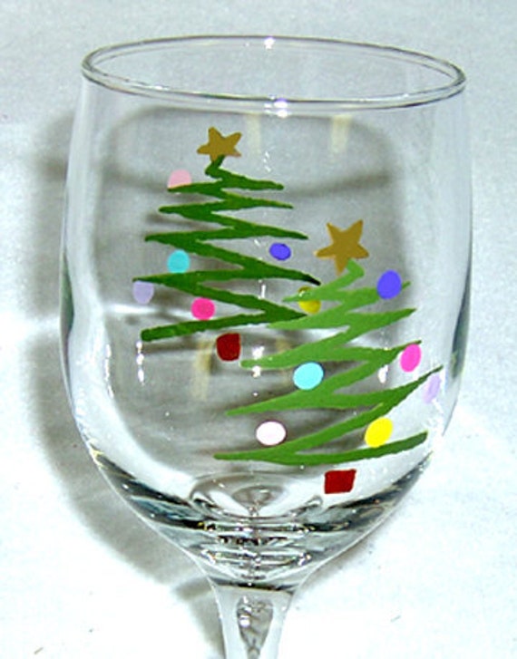 wine glass christmas tree hand painted wine glass christmas tree hand painted