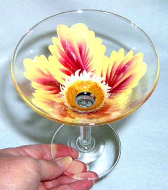 Yellow and Burgandy Passion Flower Martini by ConniesCreations2010