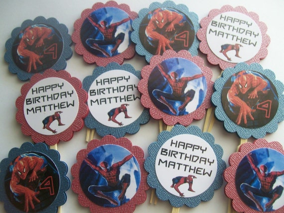 Spiderman Cupcake Toppers set of 12