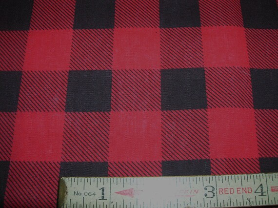 Buffalo Plaid Cotton Fabric Red Black 3 yds