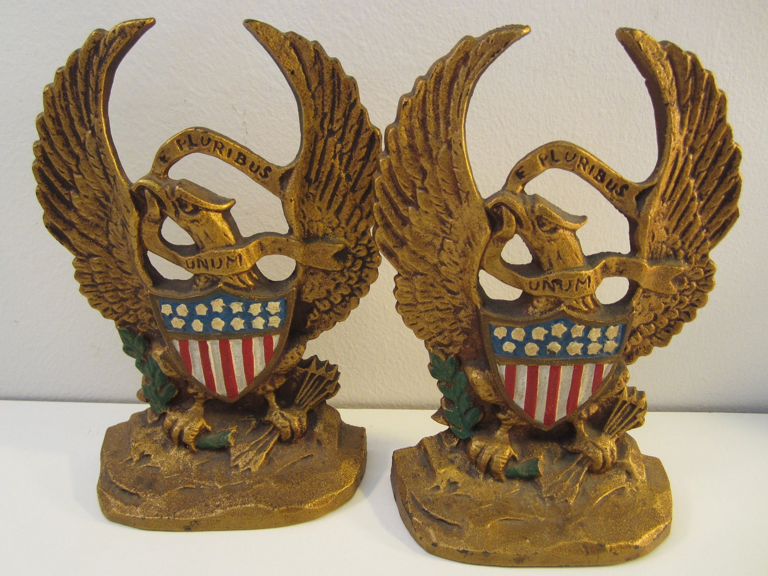 Vintage Hubley Cast Iron American Eagle Bookends 1900's