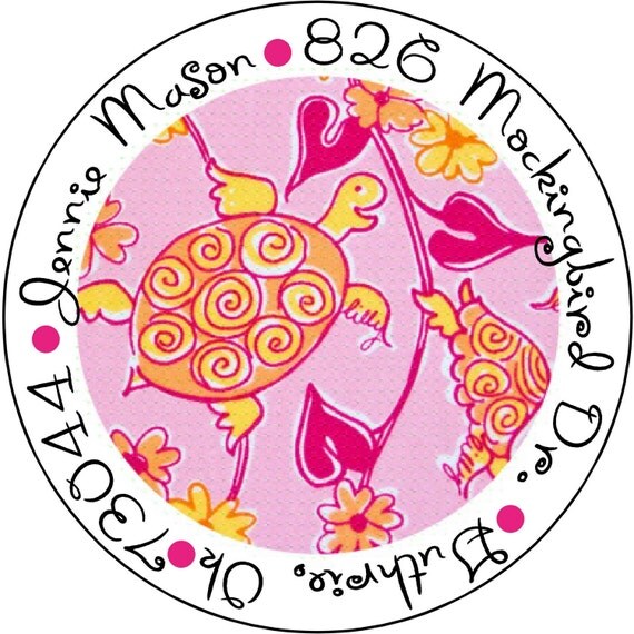 Items similar to M2M Lilly Pulitzer Round Return Address Labels (Turtle