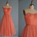 24hr 20 percent off shop SALE..was 235...vintage early 1950s pink SWEETHEART chiffon party dress