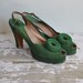1940s vintage heel // 40s platforms // rare green suede bombshell heels