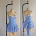 vintage rare 1950s showgirl costume / blue gingham burlesque showgirl dance costume / Trapeze Artist