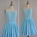 50s vintage dress / 1950s blue cotton full skirt dress / Morning Mist