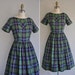 50s dress / vintage 1950s plaid cotton full skirt dress / Summer Bike Rides
