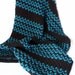 Crochet afghan blanket teal black double stranded dark blue green coverlet thick warm winter zig-zag striped geometric washable