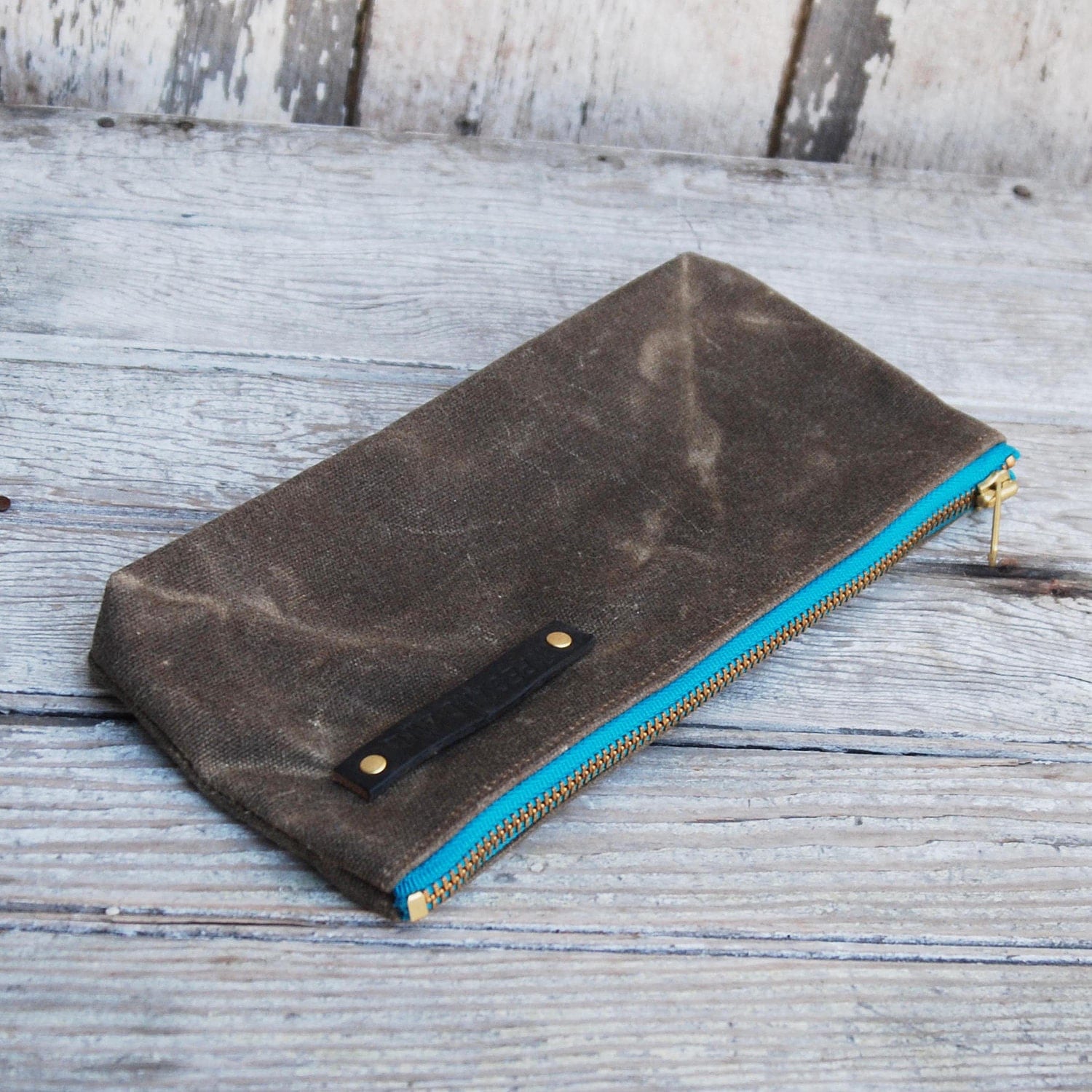 Waxed canvas pouch Limited Edition Turquoise and by PegandAwl