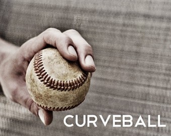 Curveballl Pitch Black & White Photo Baseball pitches Boys Art Series
