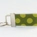 Mini Key Fob with Green Dot Fabric White Webbing (Monogramming Available)