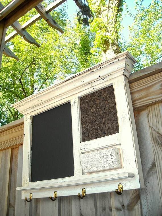 Crackled Antique White Bulletin Board Message Center