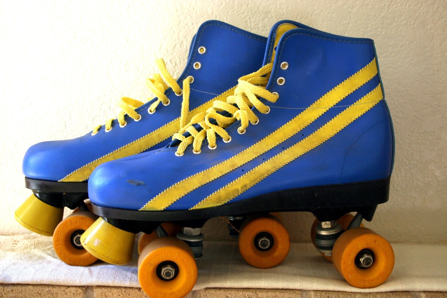 Vintage Yellow And Blue Roller Skates by StoneChief on Etsy