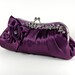 ARTEMISIA - Purple Bridal Bridesmaid Purses Clutch with Roses and Crystal Accents