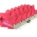 Fuchsia Chiffon Ruffle Clutch Purse, Evening Bag with Crystal Trim