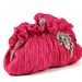 AURORA - Fuchsia Bridal Bridesmaids Clutch Purse with Crystal Leaves Accent