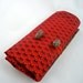 Crochet hook roll storage for brushes or hooks red with polymer clay buttons