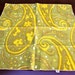 NAPKIN SET - 6 vintage VERA Paisley Yellow and Lime Green Napkins.