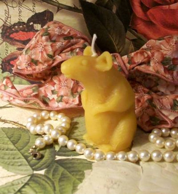 2 Beeswax Rat Mouse Candles