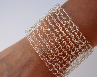 Arm Cuff, Delicate Bracelet, Silver Wide Cuff Bracelet, Statement Bracelet, Woven Bracelet, Handmade Jewelry, Unique Gift Jewelry, for her
