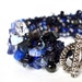 Navy Sapphire Cobalt Blue Bracelet Heavily Beaded Cuff Nautical Semi Precious Stone Jewelry