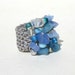 Blue Stone Cluster Chunky Cocktail Ring Moonstone Dyed Jade Shades of the Sea Fiber Knit Ring