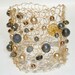Fools Gold Pyrite Cuff Bracelet Gold & Grey Chic Wire Mesh Beaded Knit Jewelry Statement Bracelet