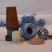 Wood Thread Spool Advertising Thimble destash Sewing Tatting Vintage