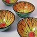 Ceramic Serving Bowls Majolica Pottery Bowl Set of Four Earthenware Clay Orange Yellow Lotus Flower / Clay Lick Creek Pottery
