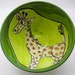 Giraffe Bowl Pottery Yellow Majolica Handmade Clay on Lime Green Earthenware Dish