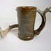 Handmade Stoneware Pottery Clay Mug Stein Tankard Brown 16 ounces with Deer Antler Handle Clay Lick Creek Pottery