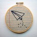 Paper Airplane-Embroidery Hoop Wall Art-Machine Stitched and Hand Embroidered