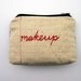 Zipper Pouch- Makeup- Repurposed Denim Jeans- Hand Embroidered