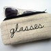 Zipper Pouch Eyeglass Case- Machine Stitched and Hand Embroidered- Notebook Paper- glasses