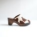 reserved...Platform Clogs Sz 6 // 80s Wooden Clogs // PONY FUR