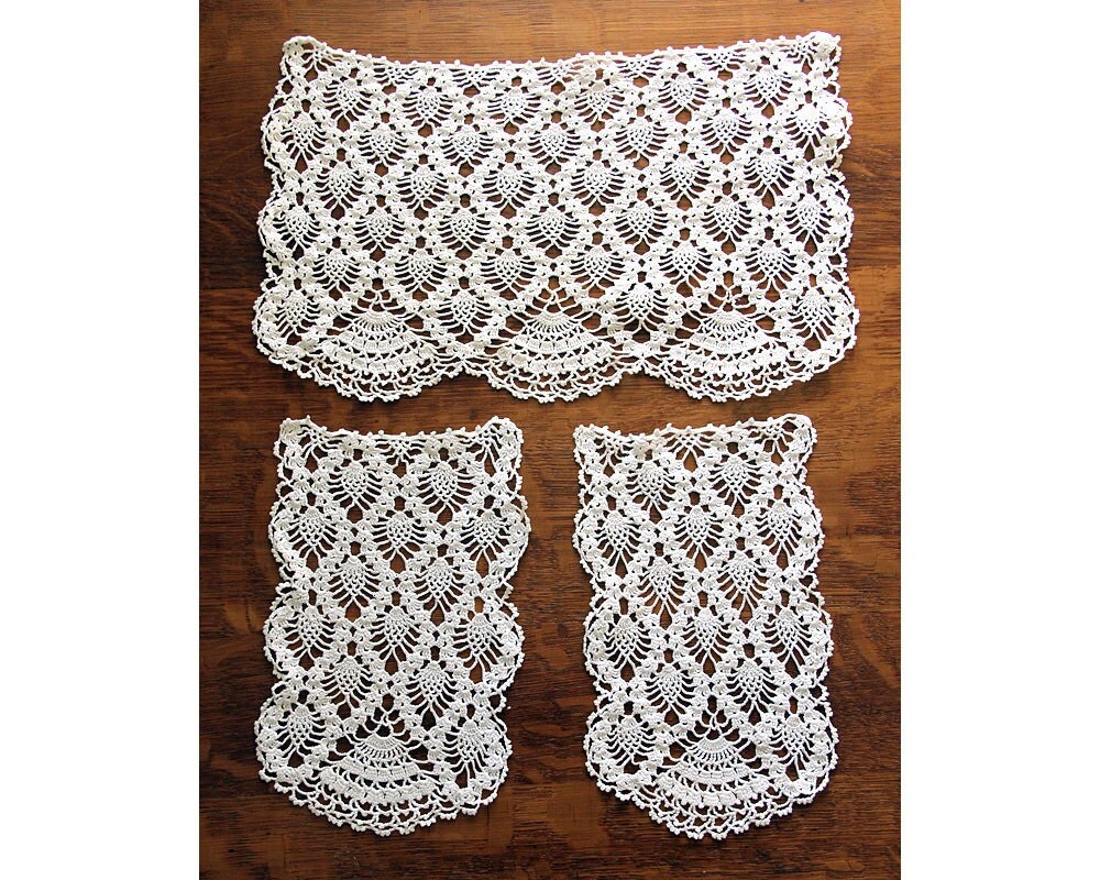 Crochet Doilies Chair Sofa Set Handmade by albrechtsantiques