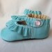 Custom Baby Shoes Ruffled Mary Jane Shoe Turquoise Blue Leather