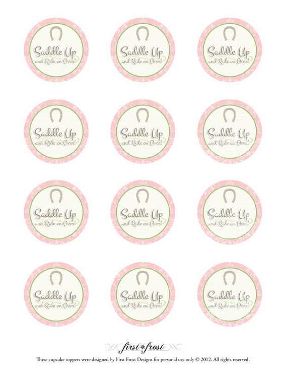 Saddle Up Printable Cupcake Toppers by firstfrostdesigns on Etsy