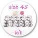Size 45 Cover button kit: tool and 10 blank buttons ready to use
