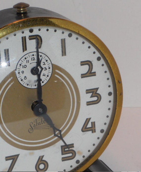 Vintage Ingraham Salute Alarm Clock Metal Bristol